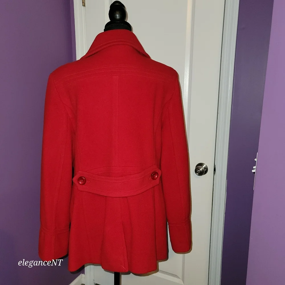 Preston & York Red Double Breasted Red Wool Coat Sz: 14 - Picture 6 of 15